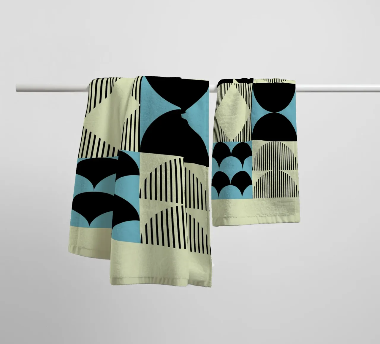 Geometric Abstract Shapes Pattern Blue Print towel by NorwesClub