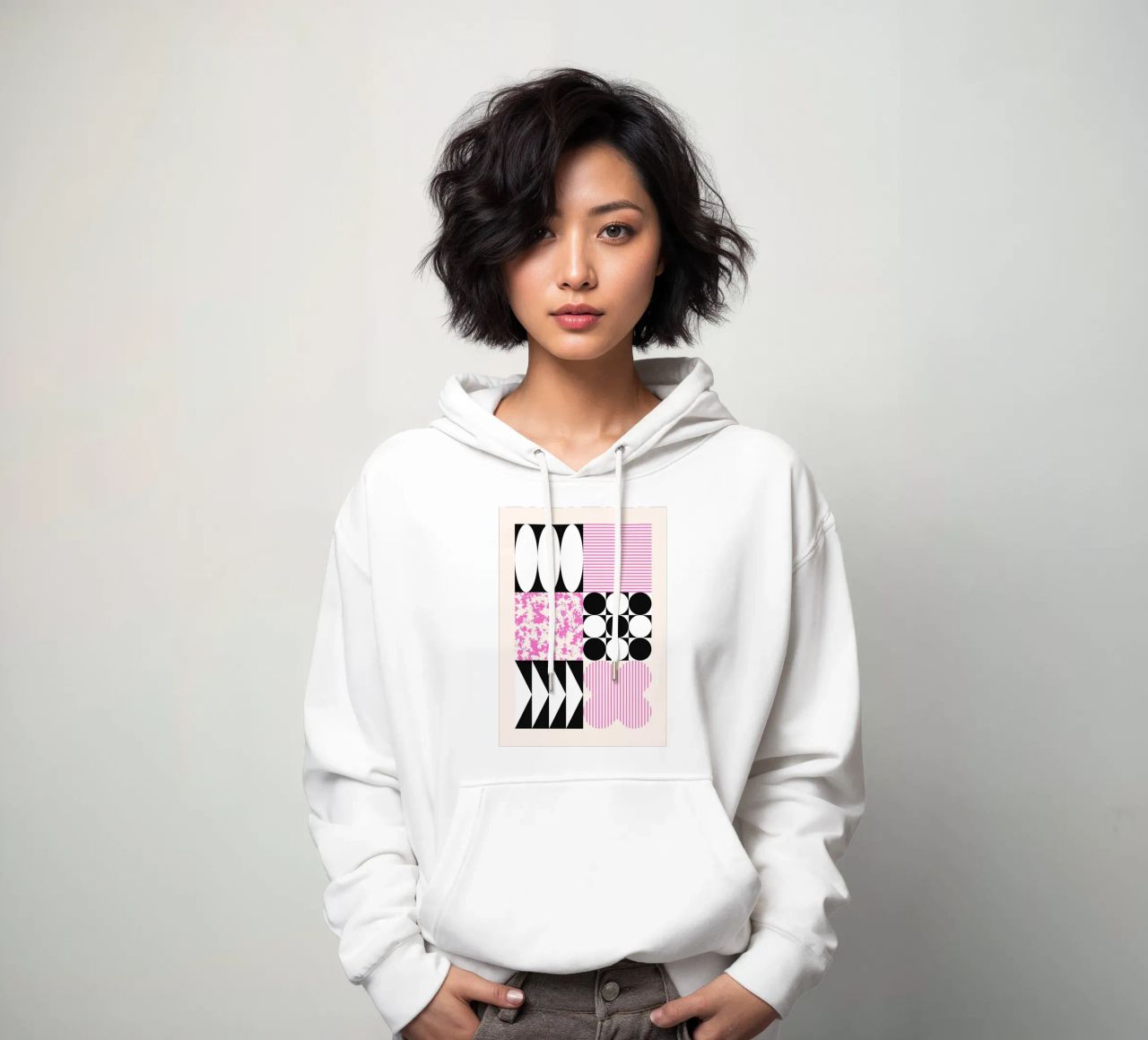 Geometric Abstract Shapes Pattern Impresión azul sudadera con capucha de NorwesClub