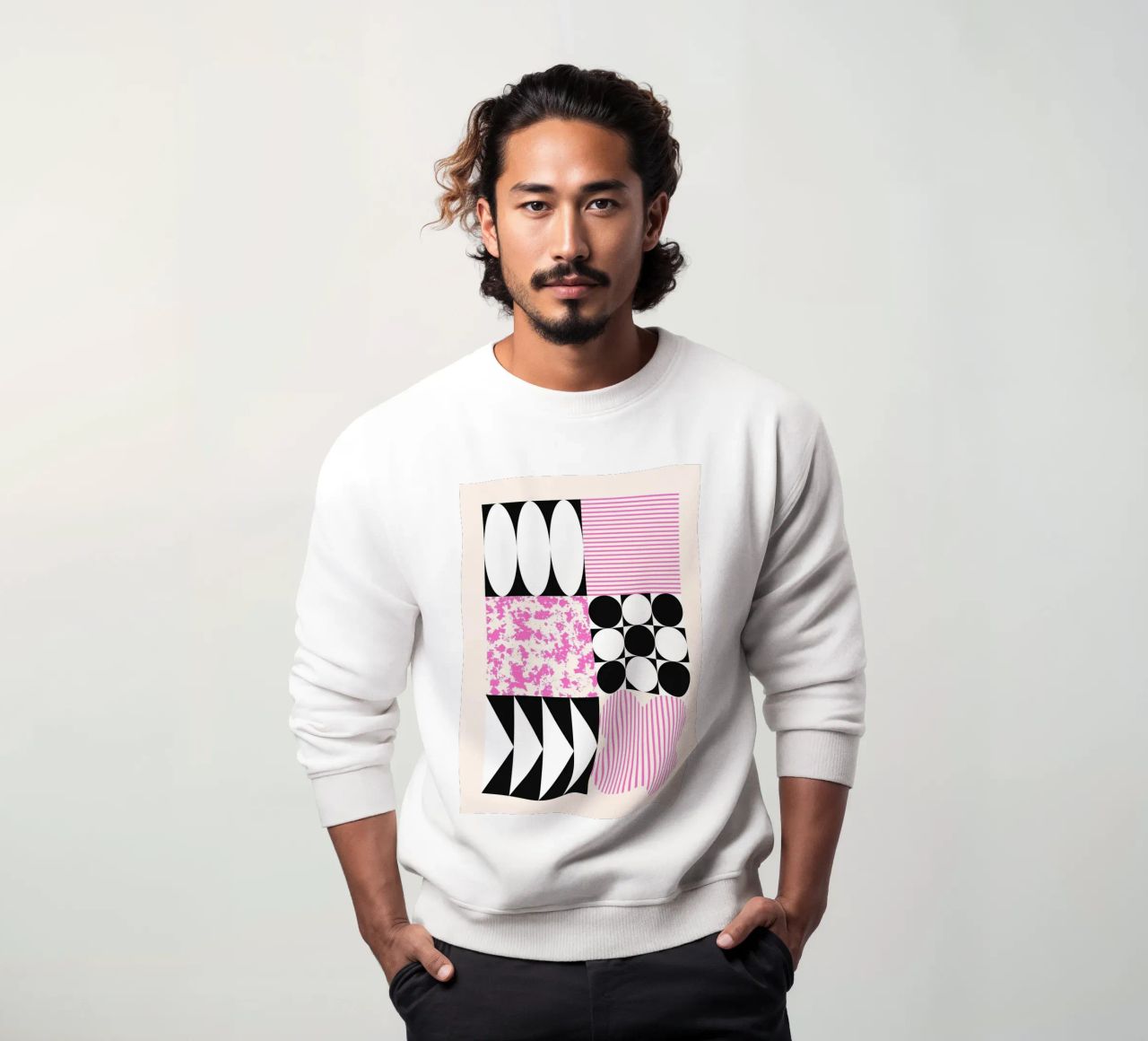 Geometric Abstract Shapes Pattern Impresión azul sudadera de NorwesClub