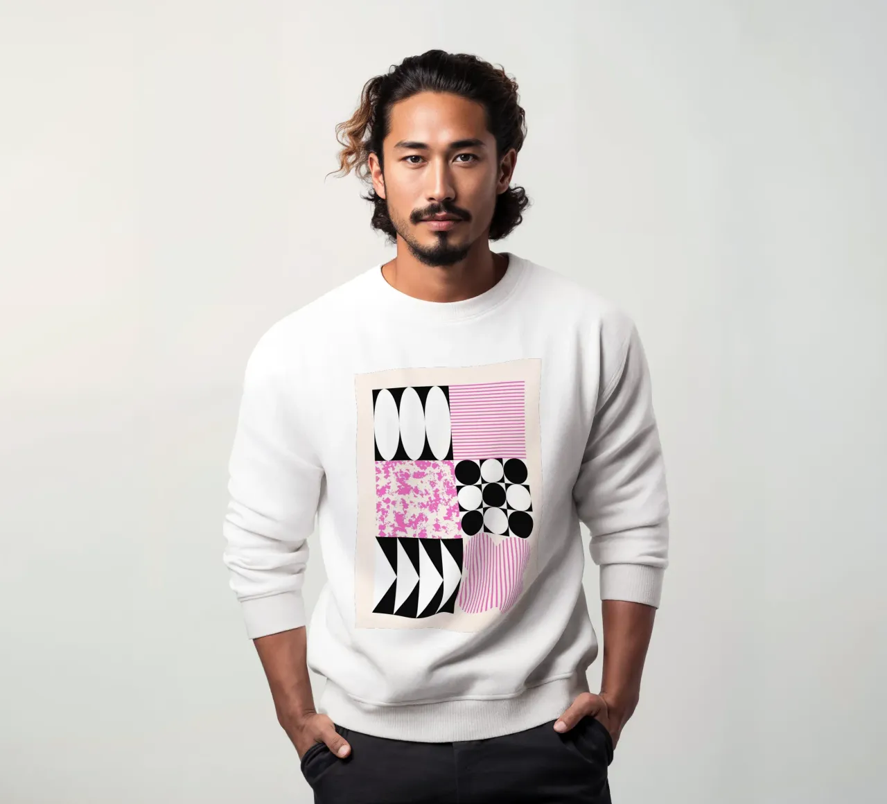 Motif géométrique de formes abstraites Bleu imprimé sweat de NorwesClub