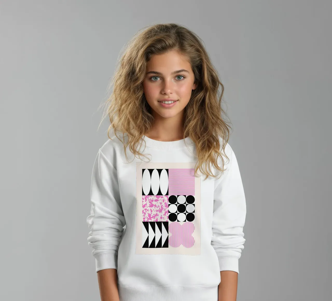Geometric Abstract Shapes Pattern Impresión azul sudadera para niño de NorwesClub