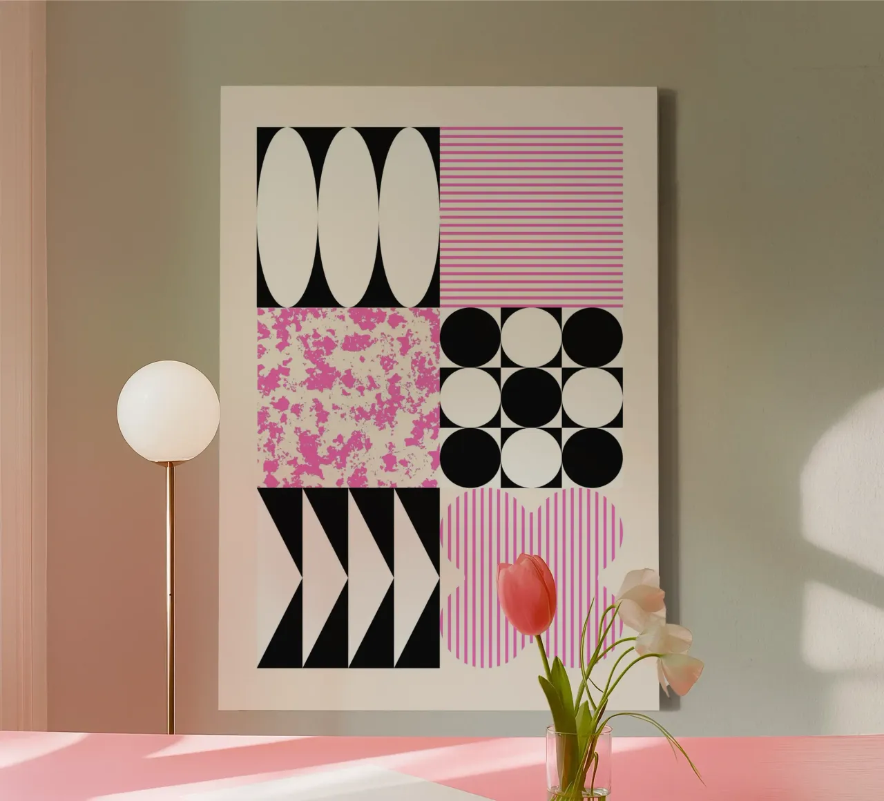 Geometric Abstract Shapes Pattern Blue Print canvas by NorwesClub