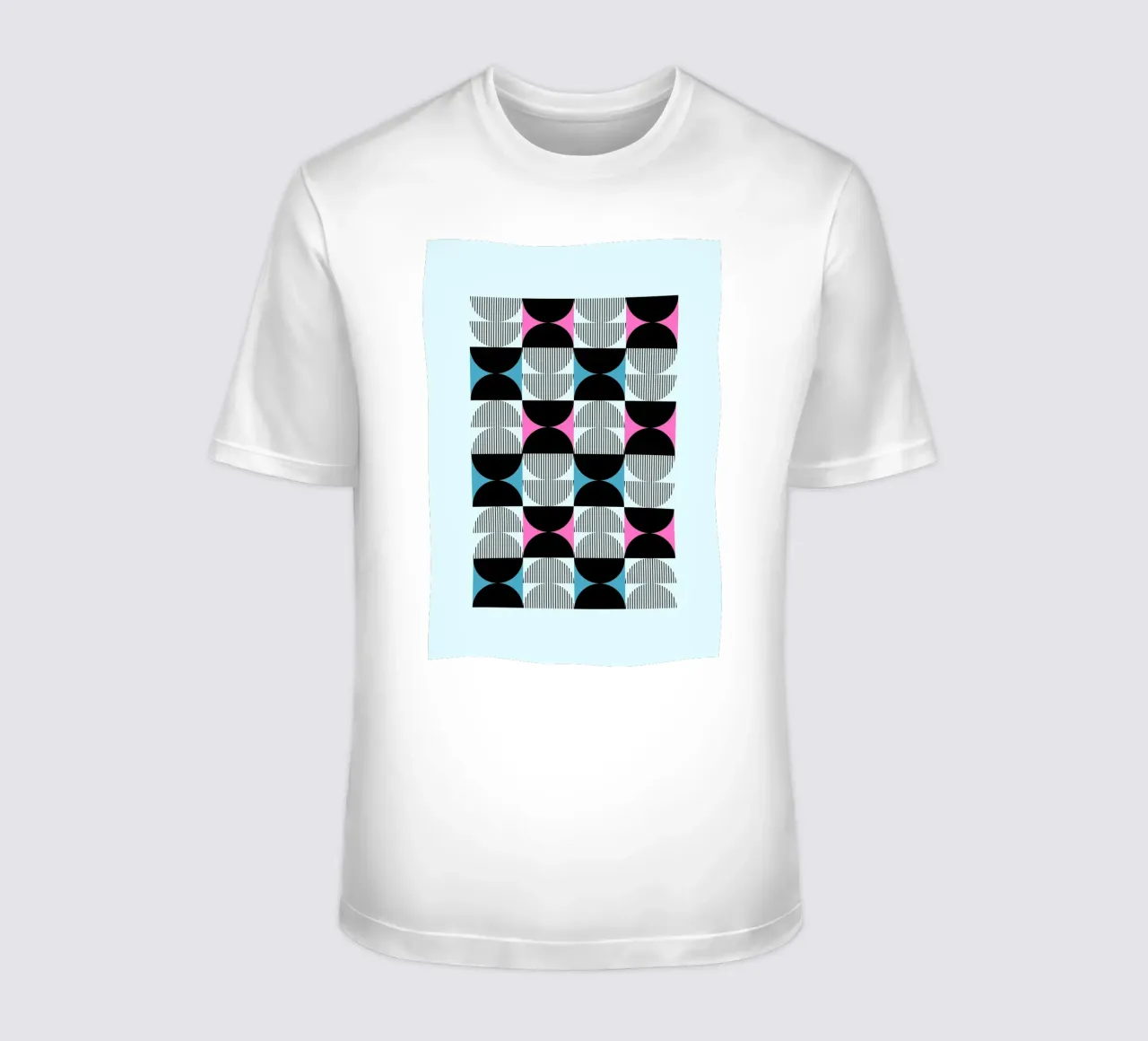 Estampado geométrico abstracto rosa azul negro camiseta de NorwesClub