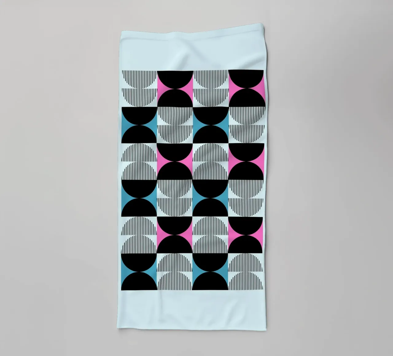 Geometric Pattern Abstract Pink Blue Black Print towel by NorwesClub