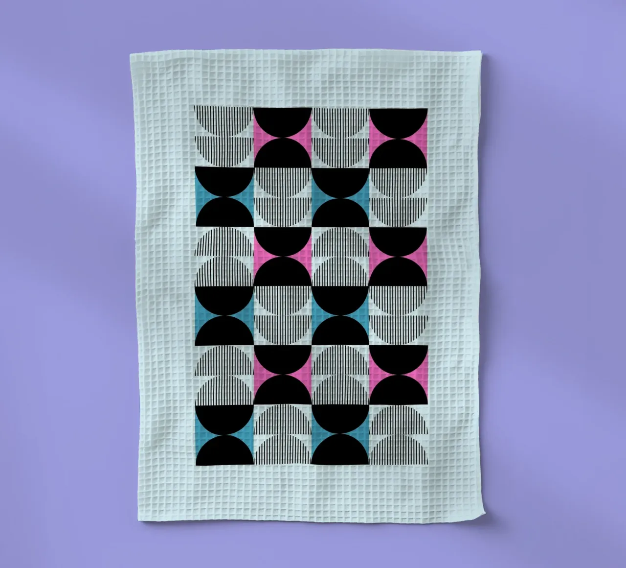 Motif géométrique abstrait rose bleu noir imprimé torchon de NorwesClub