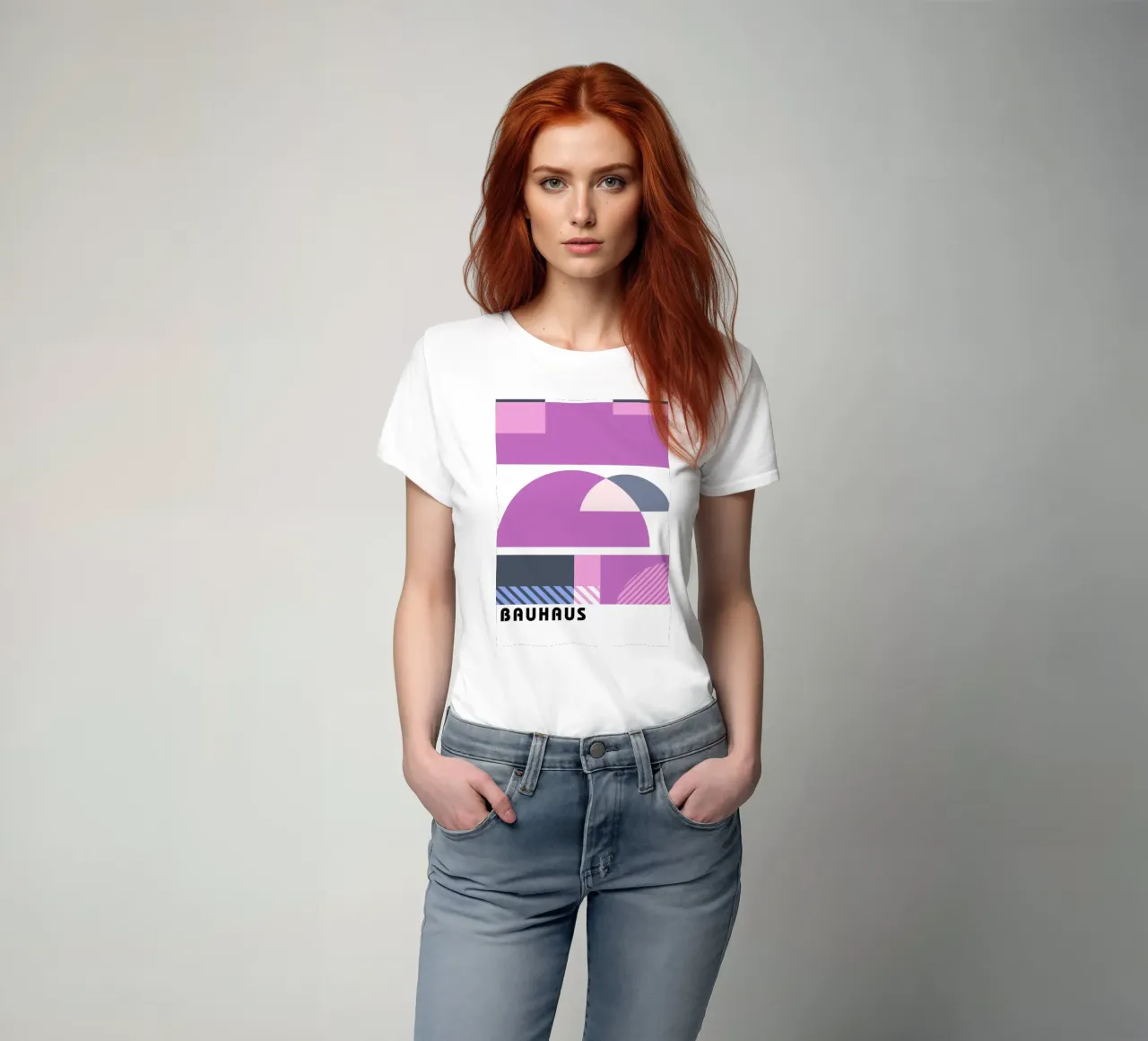 Bauhaus Geometric Abstract Shapes Color Print t-shirt by NorwesClub