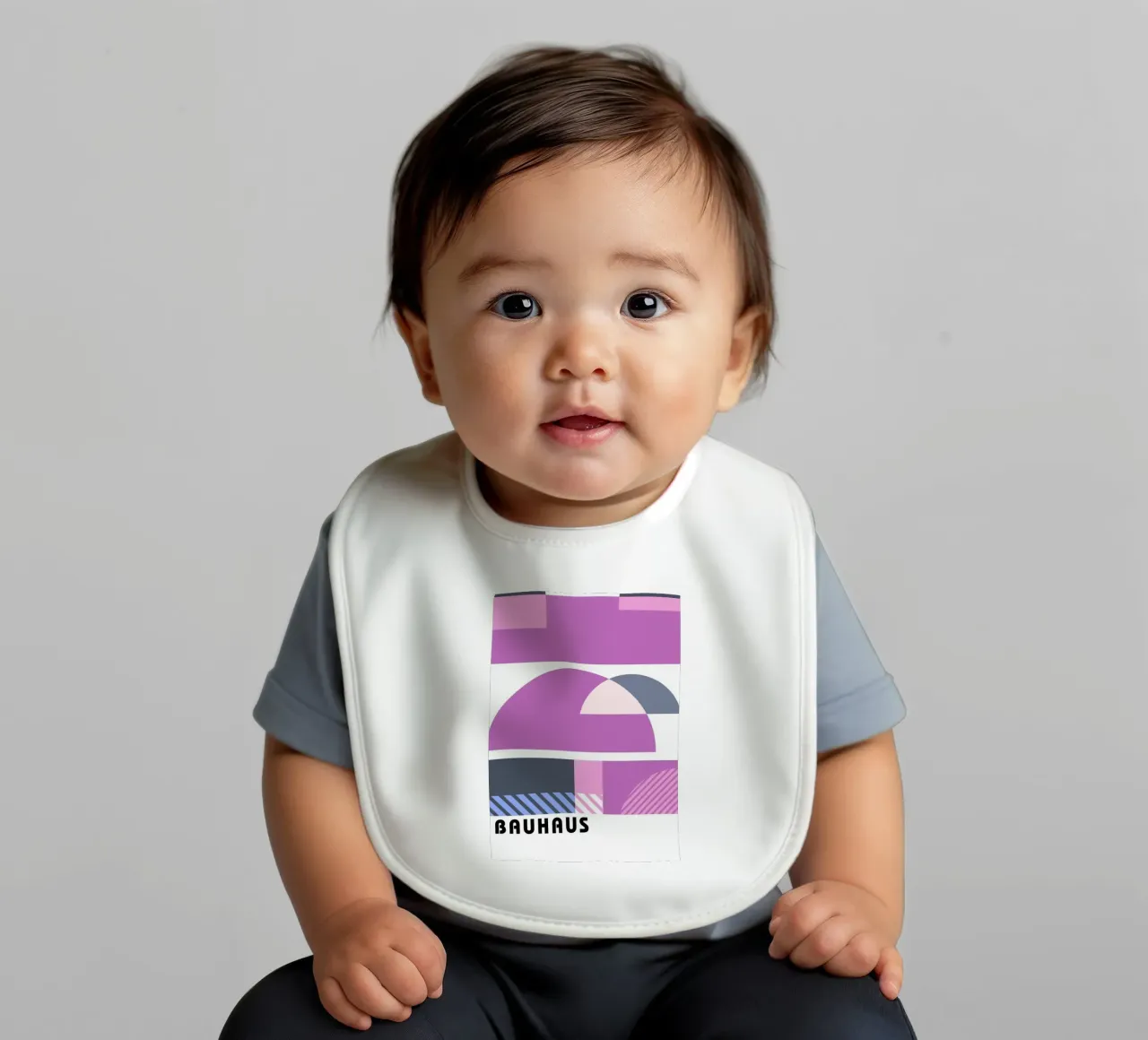 Bauhaus Geometric Abstract Shapes Color Print baby bib by NorwesClub