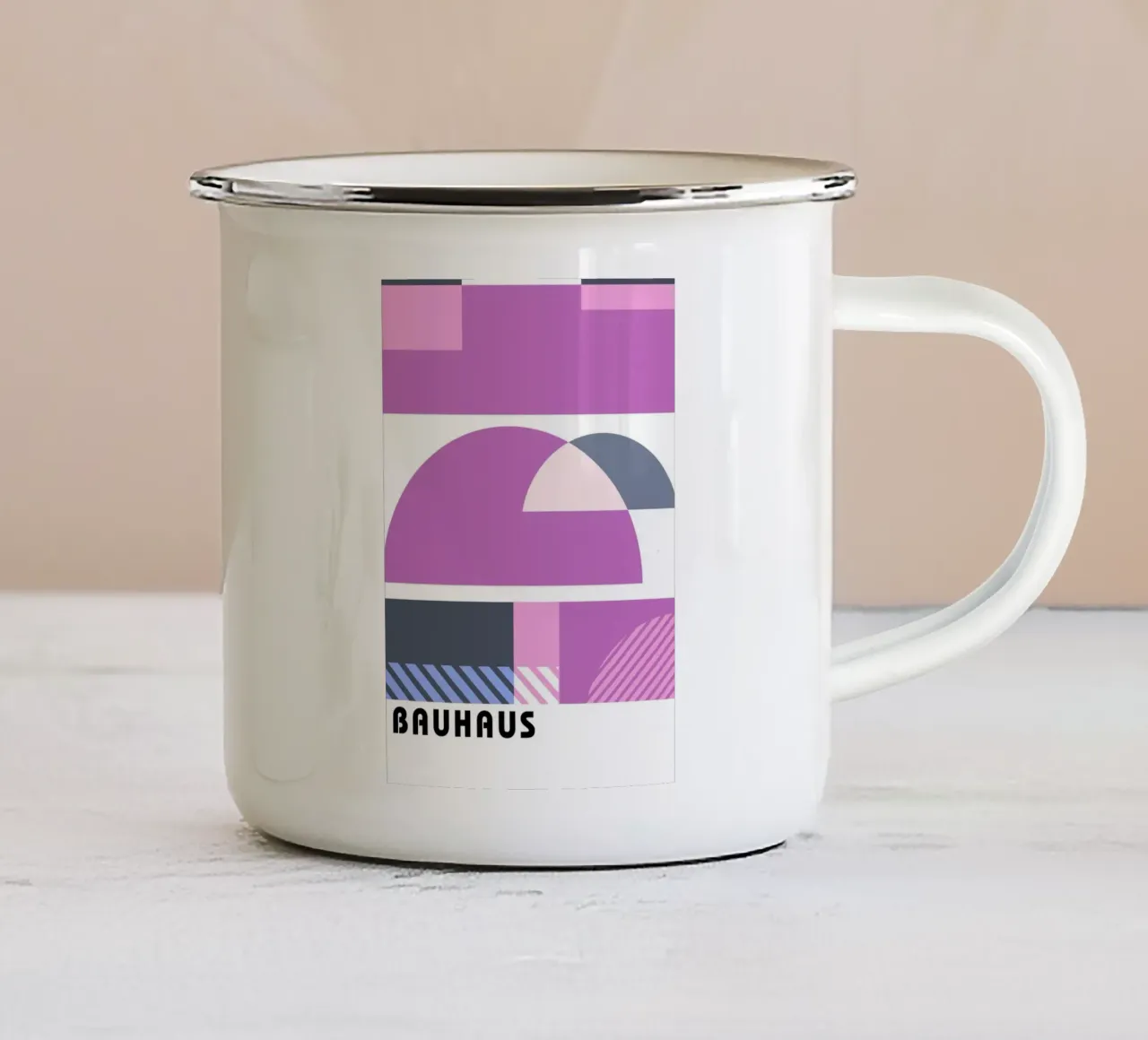Bauhaus Geometrico Forme astratte Stampa a colori tazza in smalto da NorwesClub