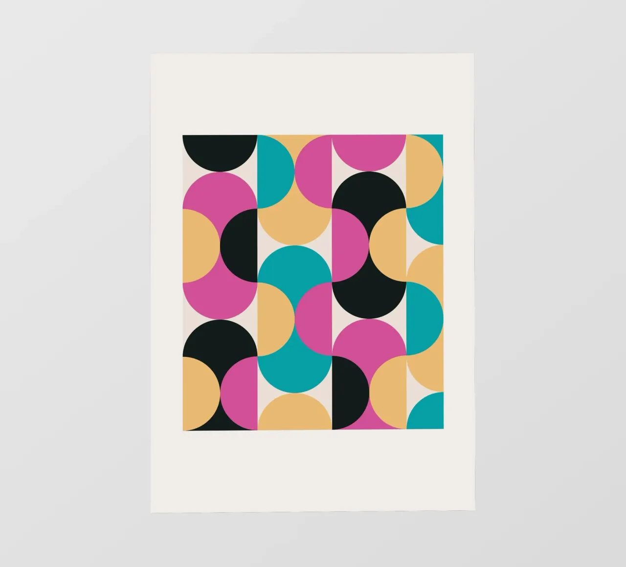Geometric Pattern Abstract Pink Blue Yellow Print photo wallpaper by NorwesClub