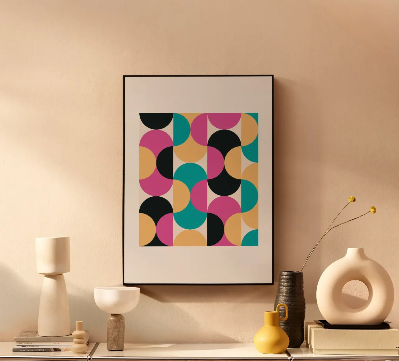 Geometric Pattern Abstract Pink Blue Yellow Print forex plate by NorwesClub