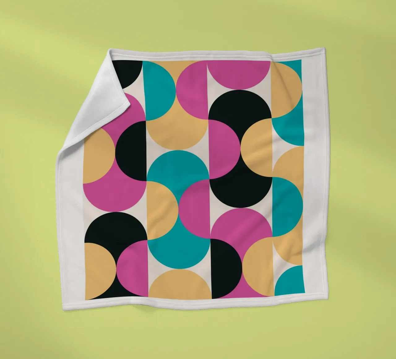 Geometrisch Patroon Abstract Roze Blauw Geel Print fleecedeken van NorwesClub