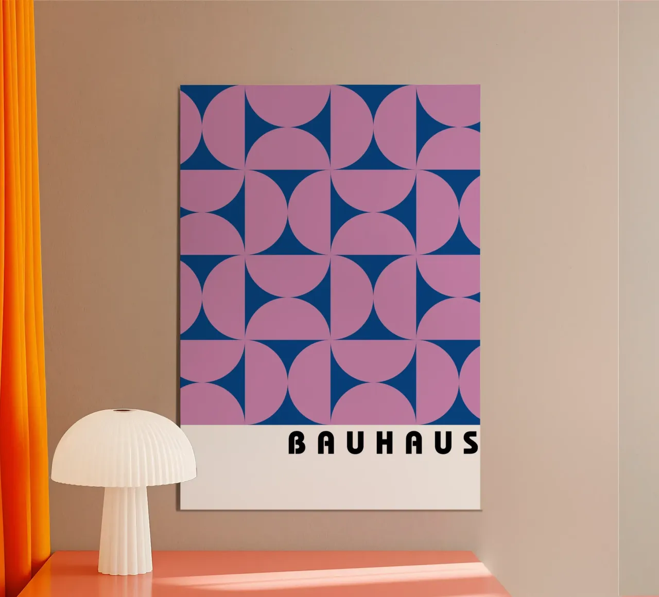 Bauhaus Geometrisch Patroon Roze Blauw Print hahnemühle van NorwesClub