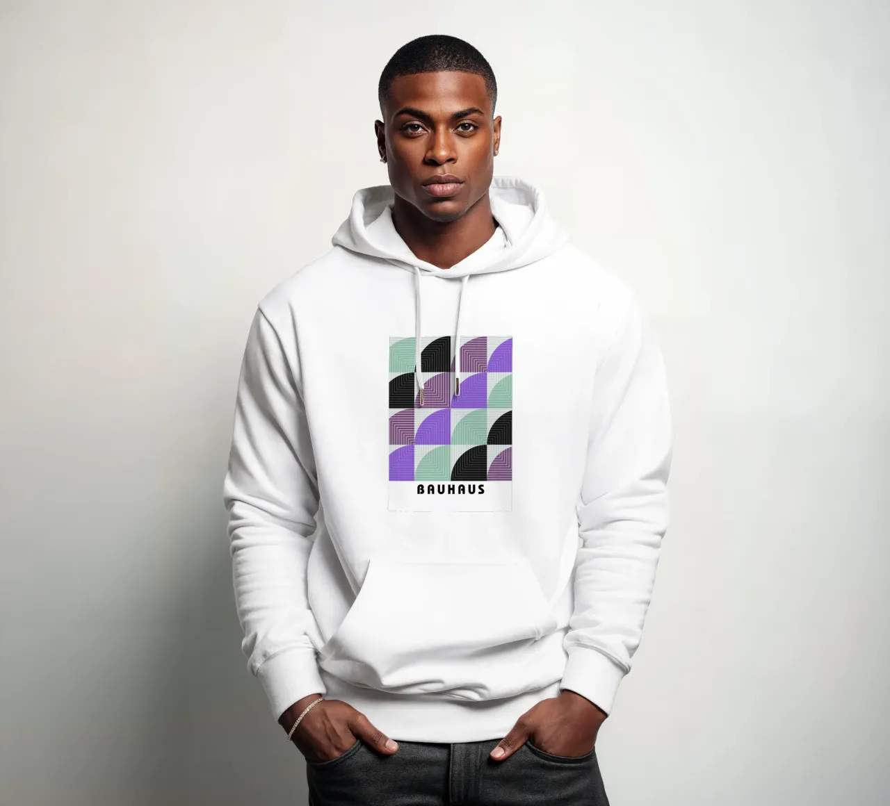 Lunaria Annua Bauhaus Geometric Lines Pattern felpa con cappuccio da NorwesClub