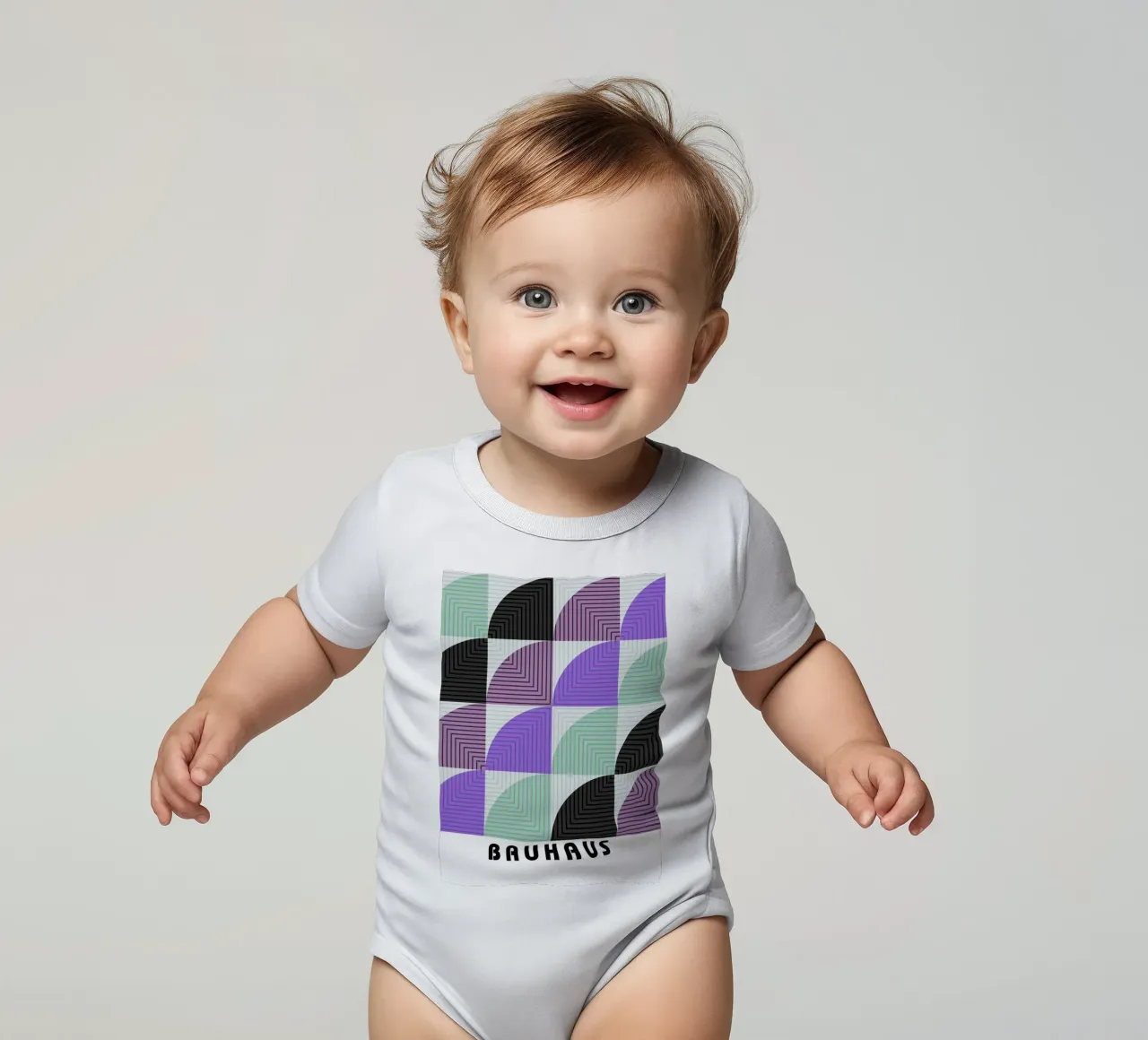 Lunaria Annua Bauhaus Geometric Lines Pattern body neonato maniche corte da NorwesClub