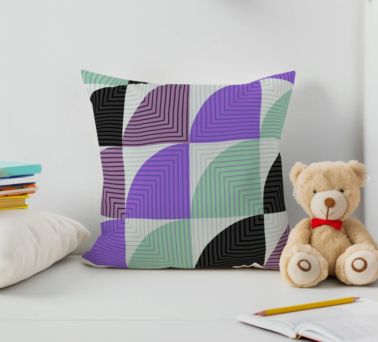 Lunaria Annua Bauhaus Geometric Lines Pattern cuscino da NorwesClub