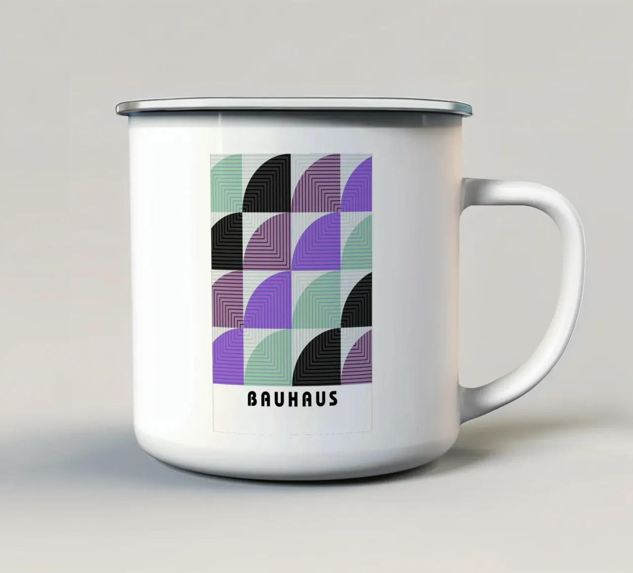 Lunaria Annua Bauhaus Geometric Lines Pattern tazza in smalto da NorwesClub
