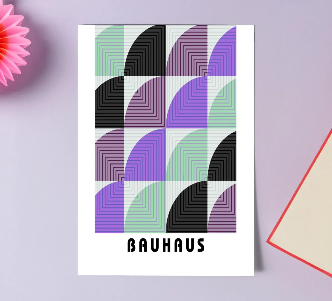 Lunaria Annua Bauhaus Geometric Lines Pattern sticker sheet by NorwesClub