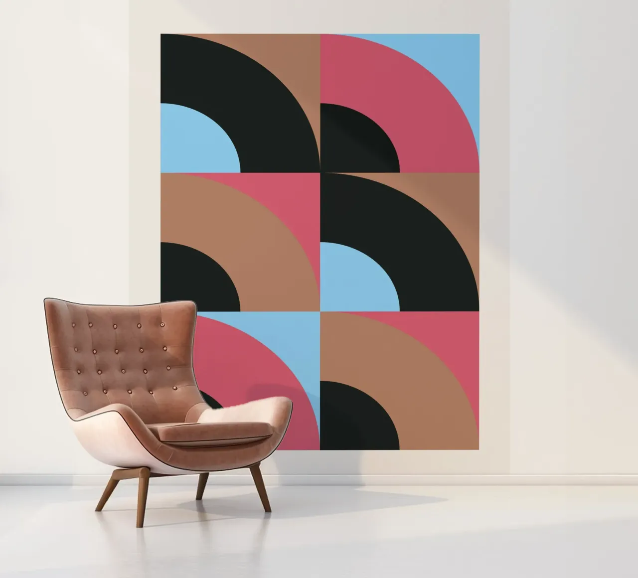 Geometric Pattern Abstract Black Blue Brown Print photo wallpaper by NorwesClub