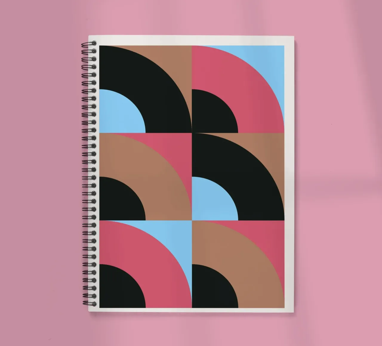 Geometric Pattern Abstract Black Blue Brown Print spiral notebook by NorwesClub