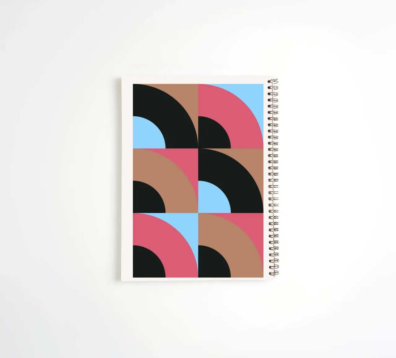 Geometric Pattern Abstract Black Blue Brown Print spiral notebook by NorwesClub