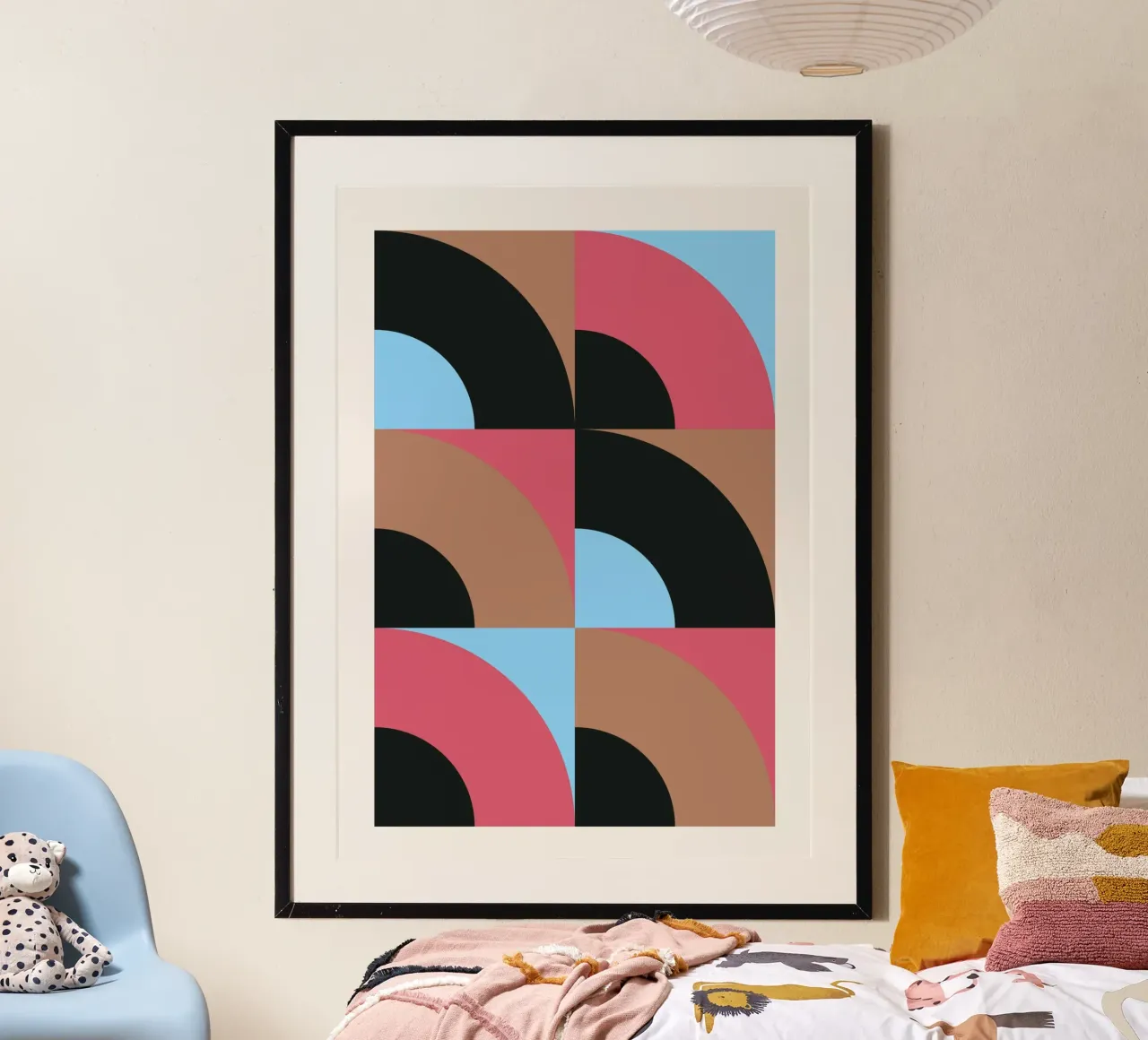 Geometrisch Patroon Abstract Zwart Blauw Bruin Print hahnemühle van NorwesClub