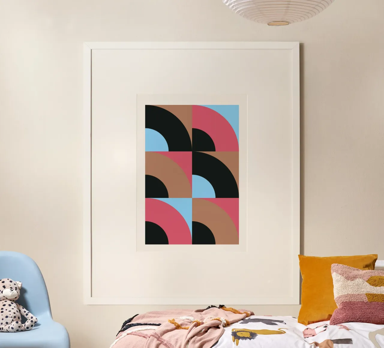 Geometrisch Patroon Abstract Zwart Blauw Bruin Print hahnemühle van NorwesClub