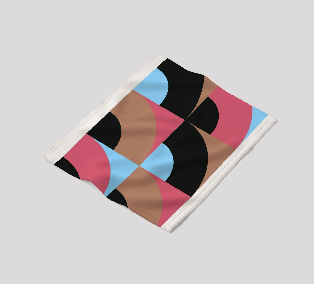 Geometric Pattern Abstract Black Blue Brown Print fleece blanket by NorwesClub