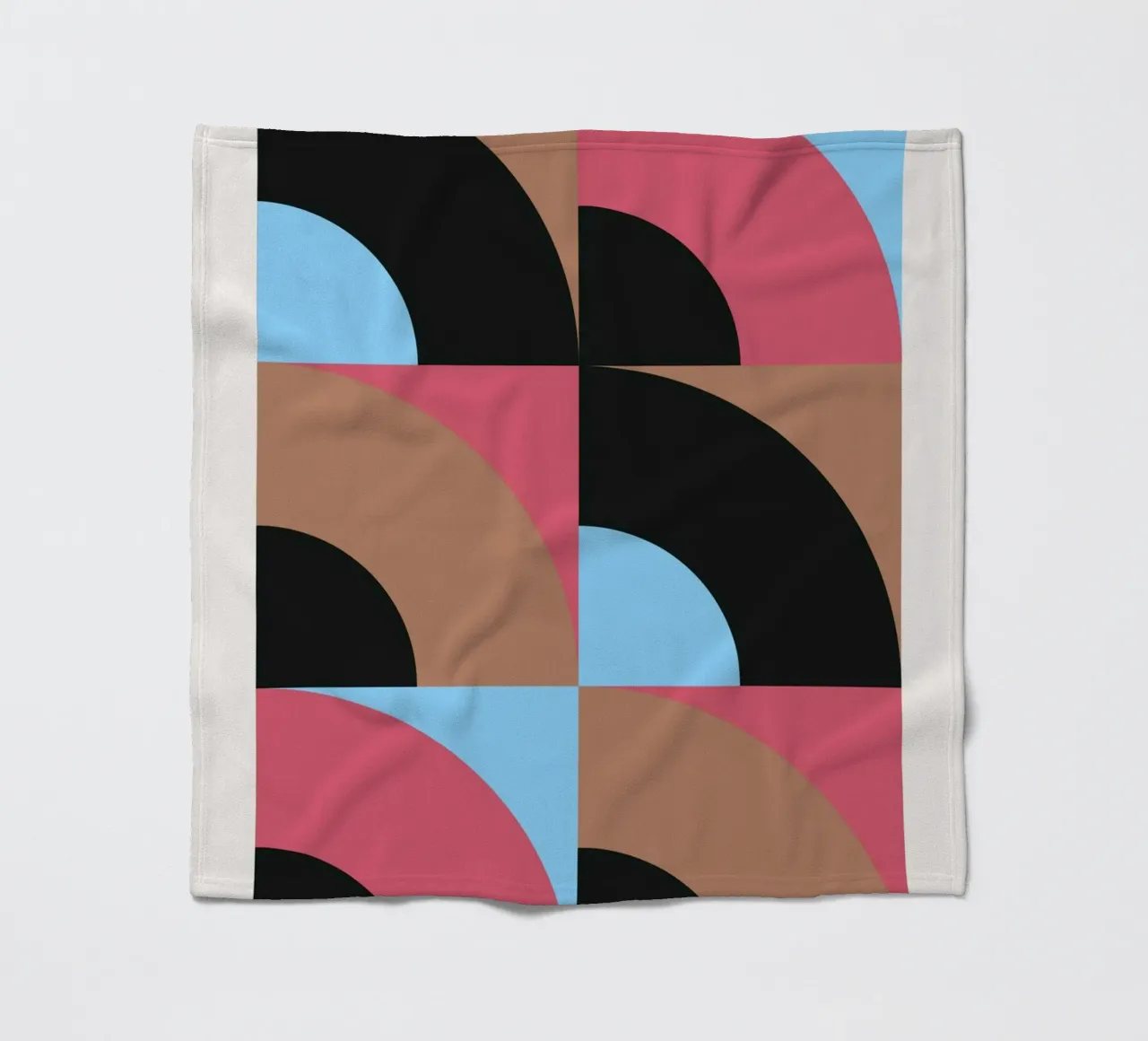 Geometric Pattern Abstract Black Blue Brown Print fleece blanket by NorwesClub