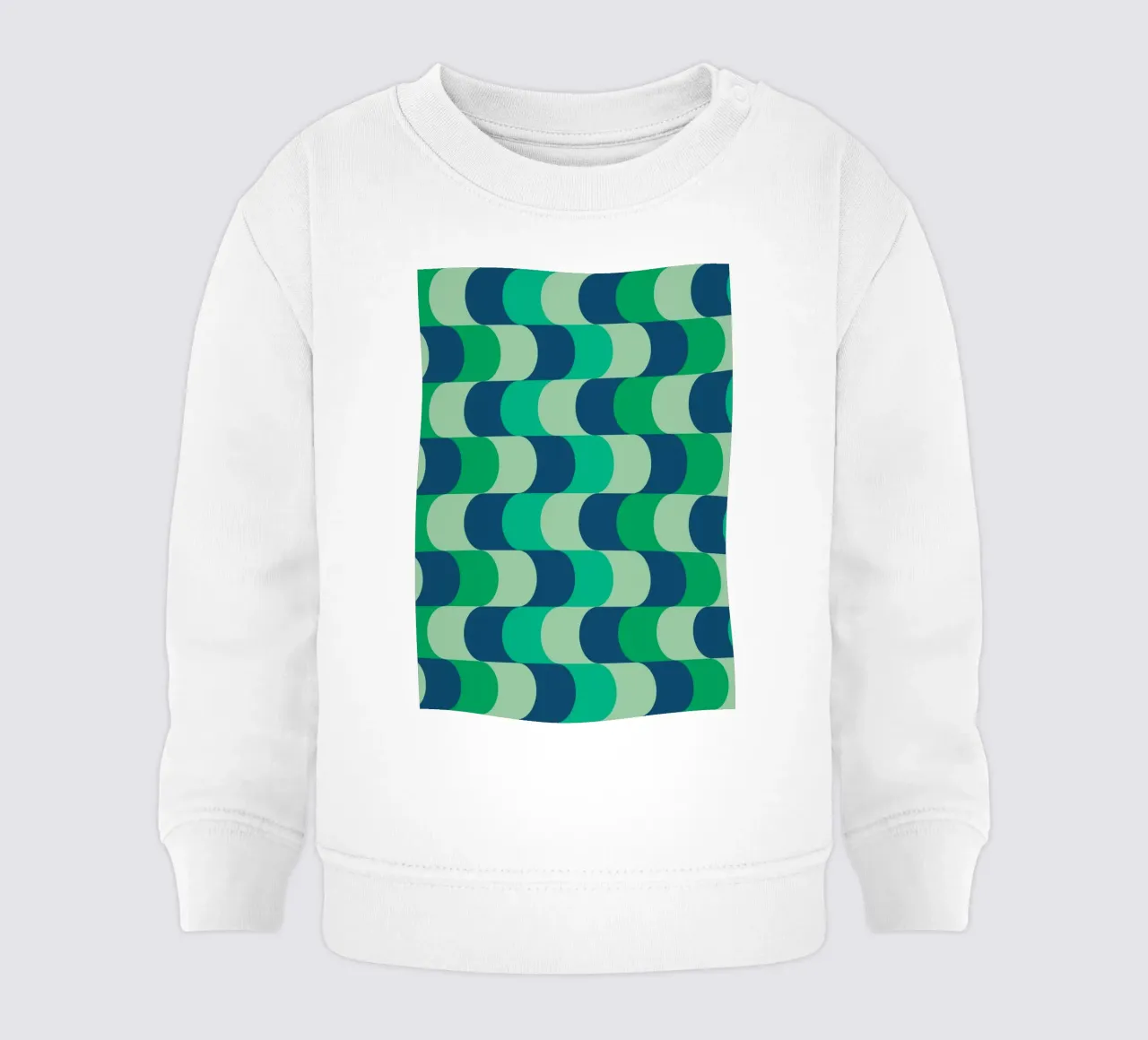 Stampa astratta a linee ondulate verde blu felpa neonato da NorwesClub