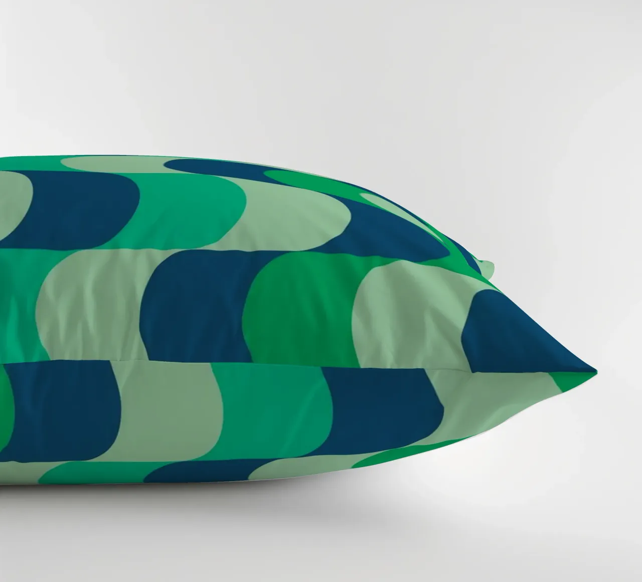 Abstract Wavy Lines Pattern Green Blue Print decorative cushion by NorwesClub