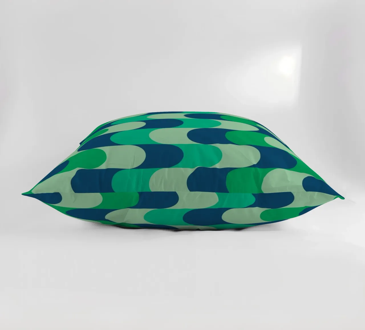 Abstract Wavy Lines Pattern Green Blue Print decorative cushion by NorwesClub