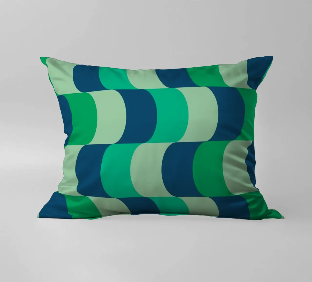 Abstract Wavy Lines Pattern Green Blue Print decorative cushion by NorwesClub