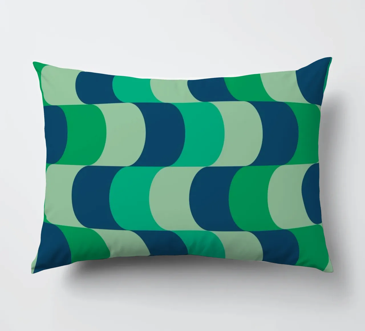 Abstract Wavy Lines Pattern Green Blue Print decorative cushion by NorwesClub
