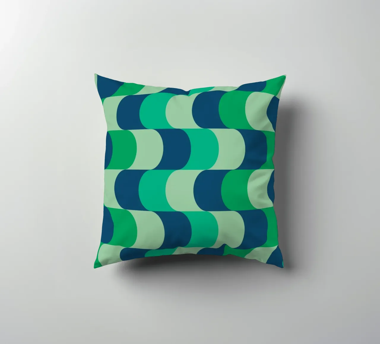 Abstract Wavy Lines Pattern Green Blue Print decorative cushion by NorwesClub