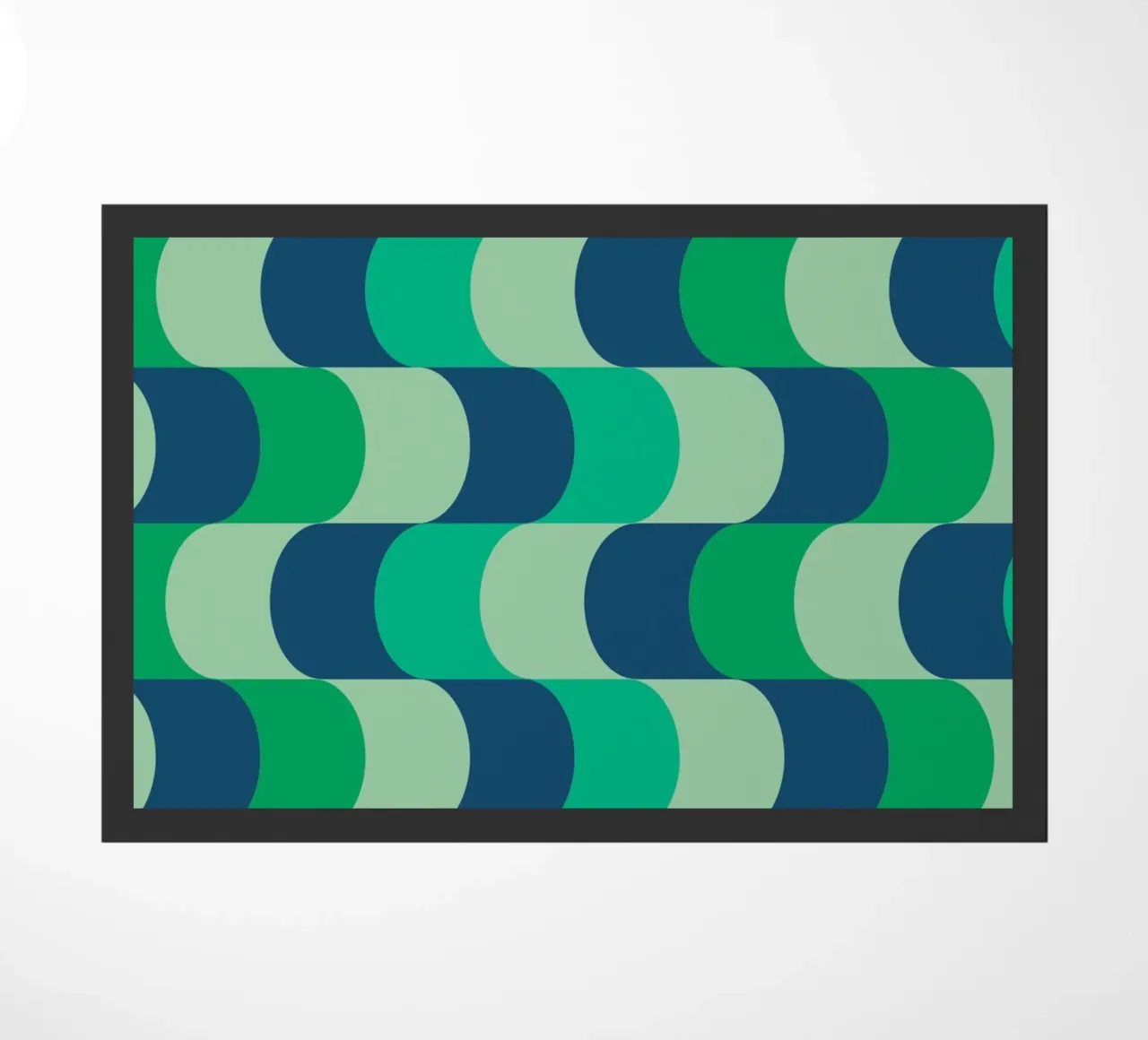 Stampa astratta a linee ondulate verde blu zerbino da NorwesClub
