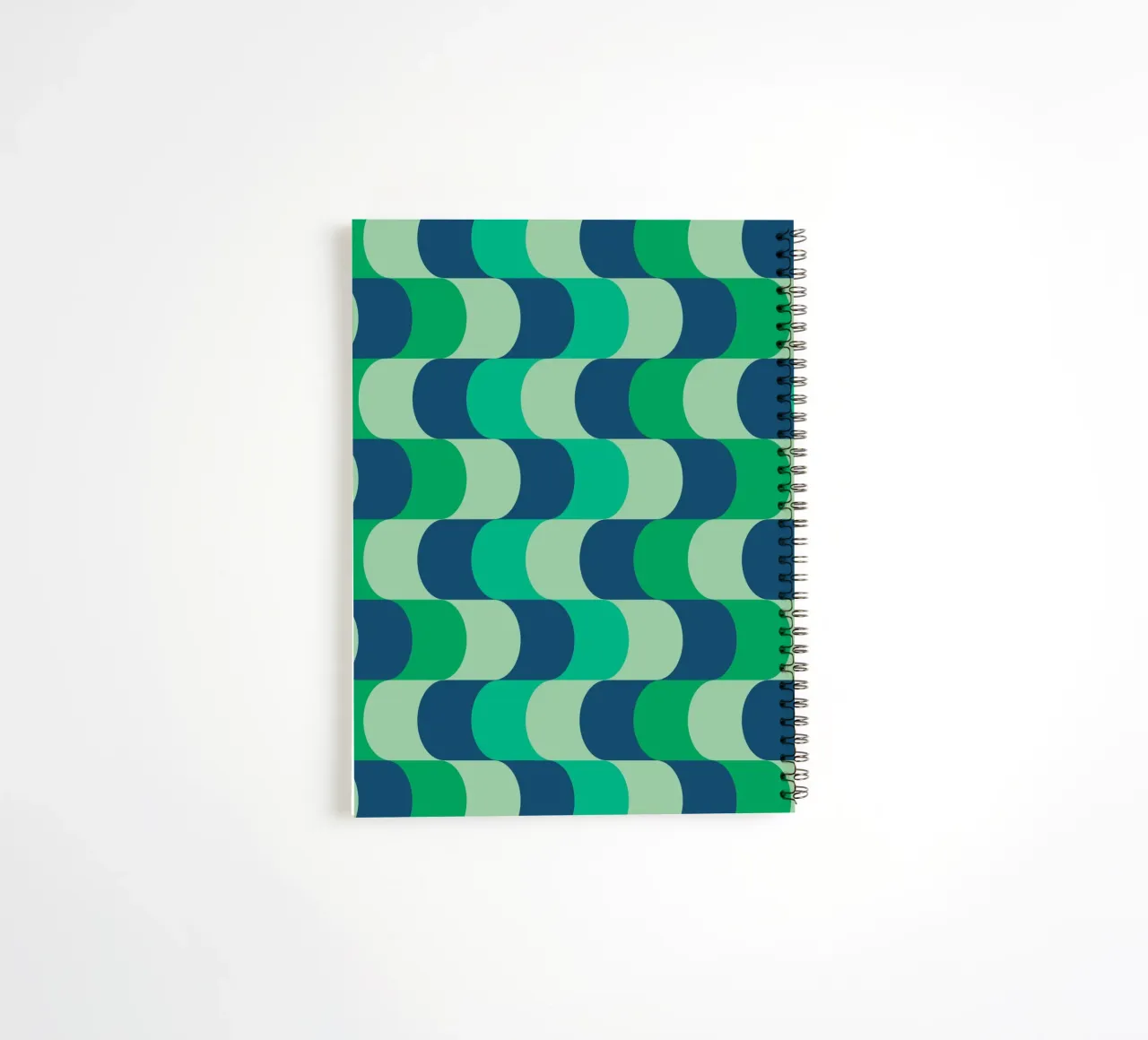 Abstract Wavy Lines Pattern Green Blue Print spiral notebook by NorwesClub