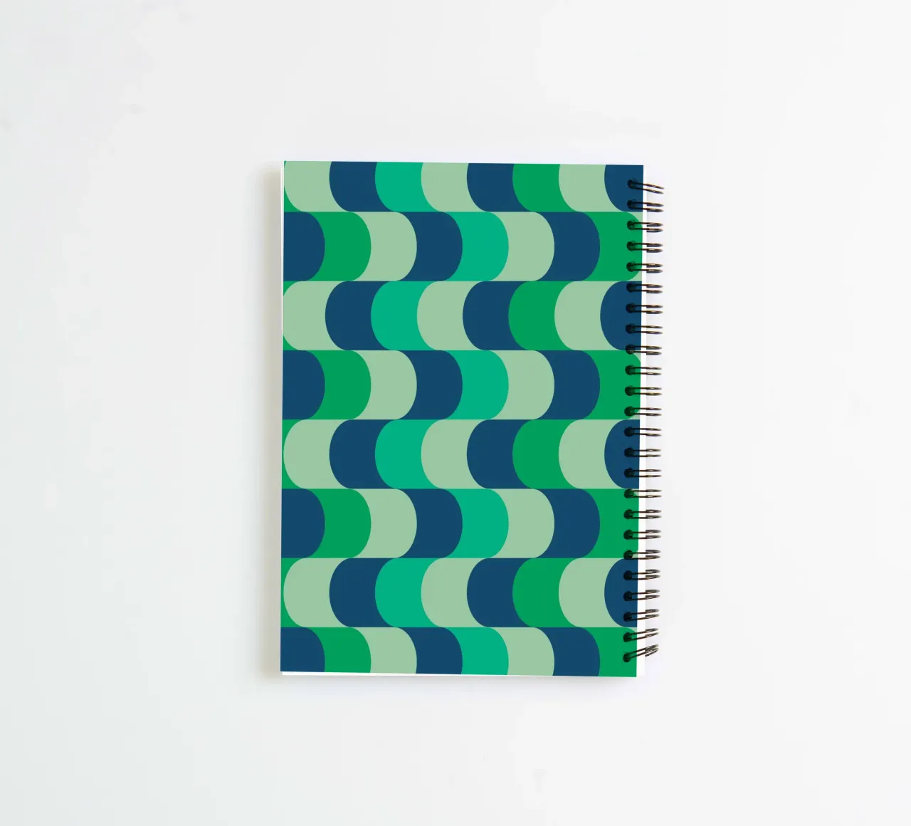Abstract Wavy Lines Pattern Green Blue Print spiral notebook by NorwesClub