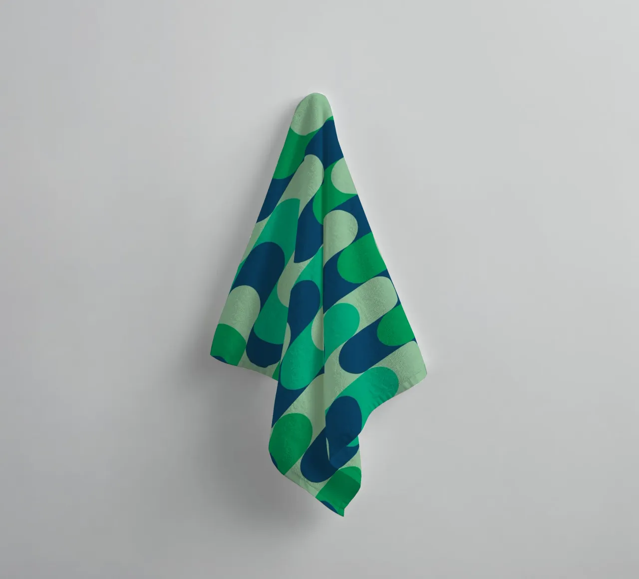Abstract Wavy Lines Pattern Green Blue Print towel by NorwesClub