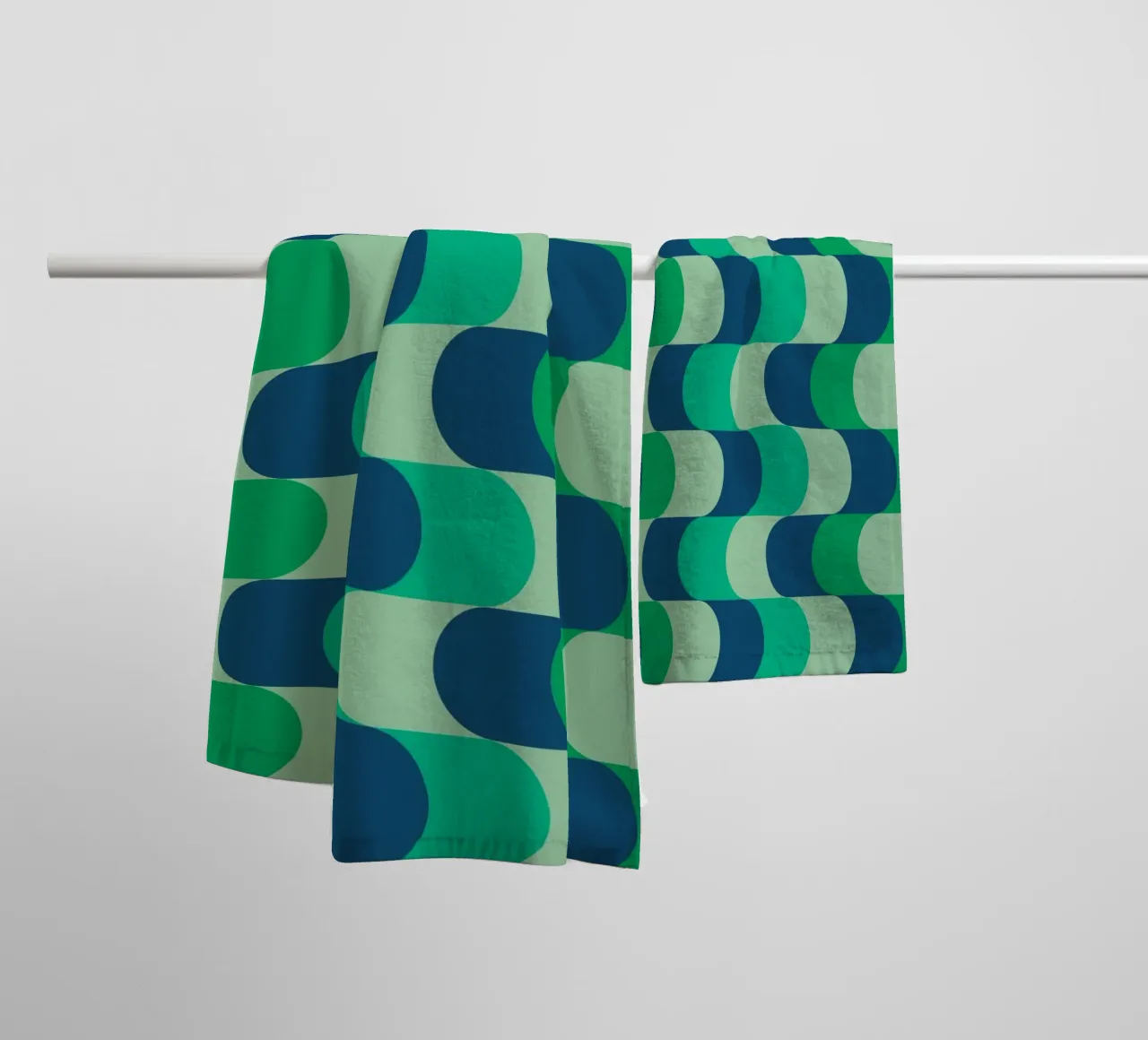 Abstract Wavy Lines Pattern Green Blue Print towel by NorwesClub