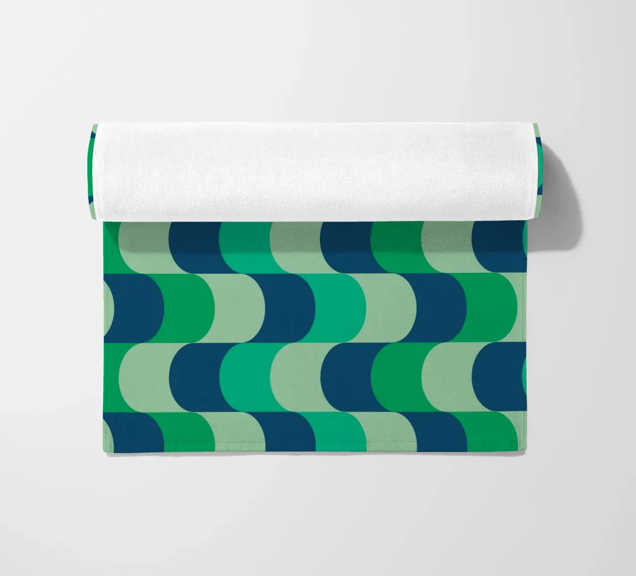 Abstract Wavy Lines Pattern Green Blue Print beach towel by NorwesClub