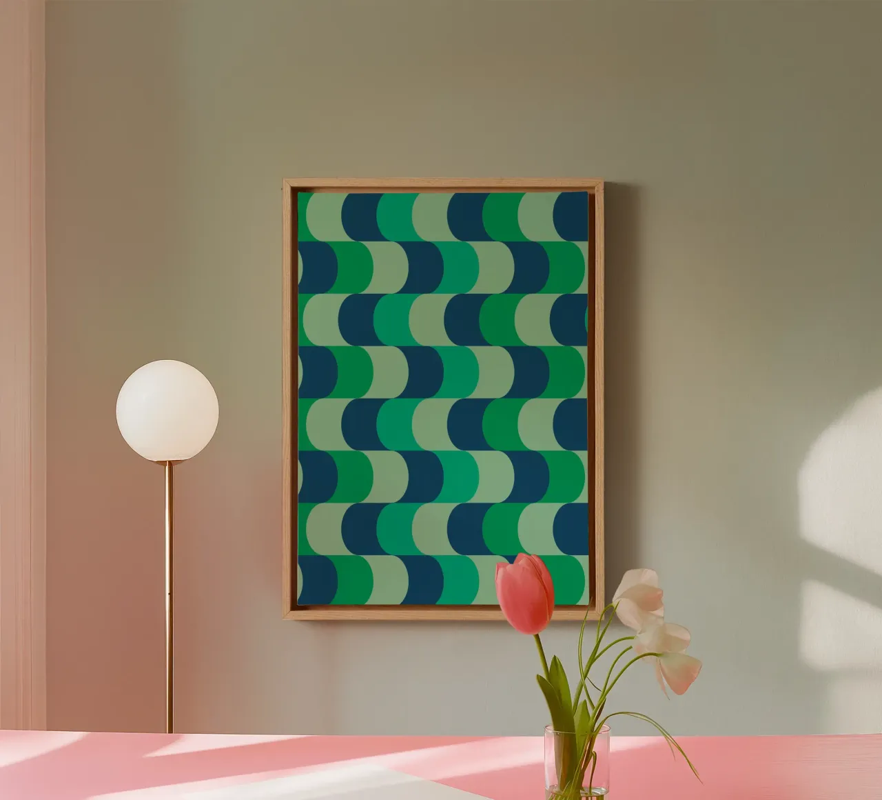 Abstract Wavy Lines Pattern Green Blue Print canvas by NorwesClub