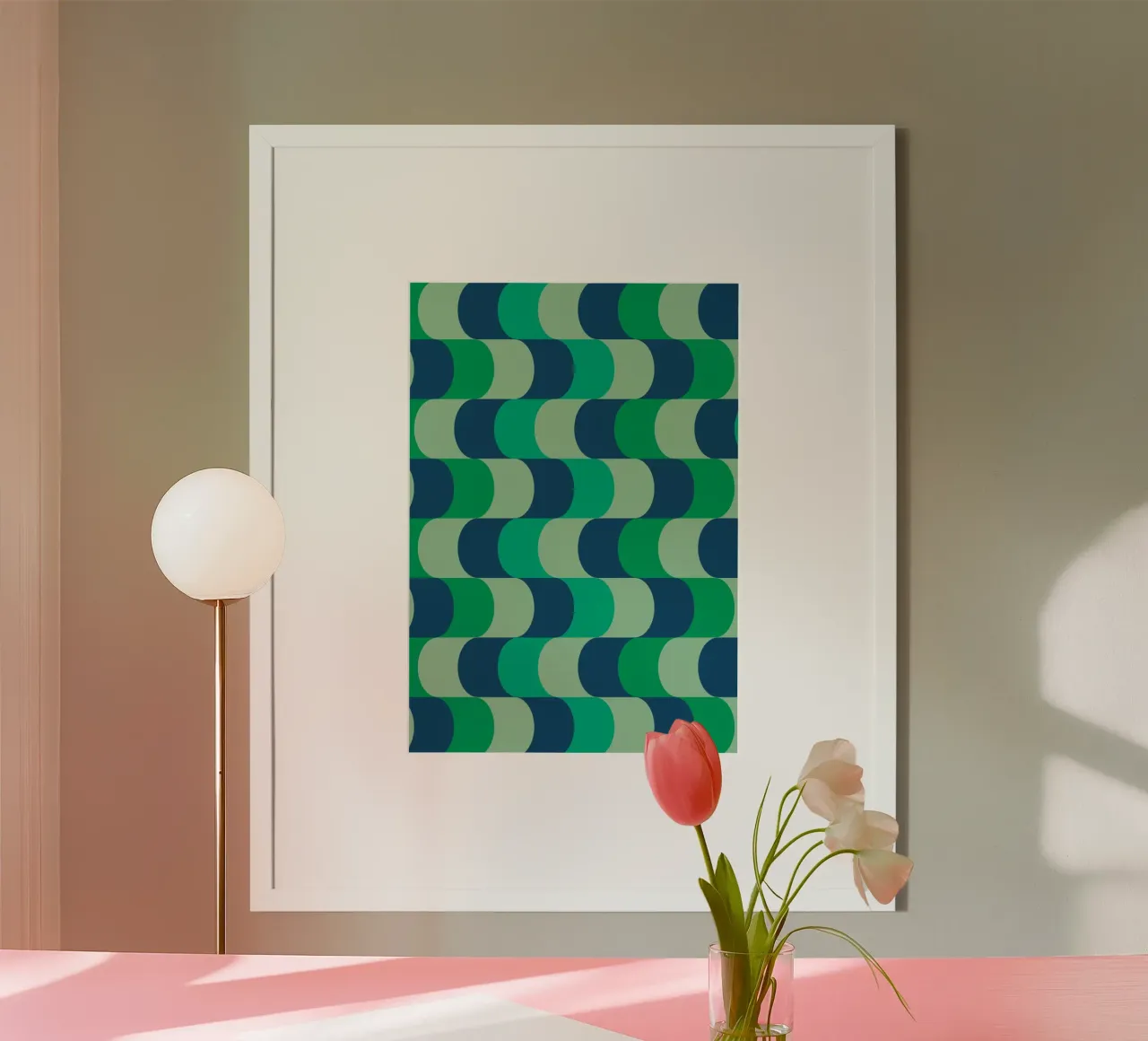 Abstract Wavy Lines Pattern Green Blue Print hahnemühle by NorwesClub