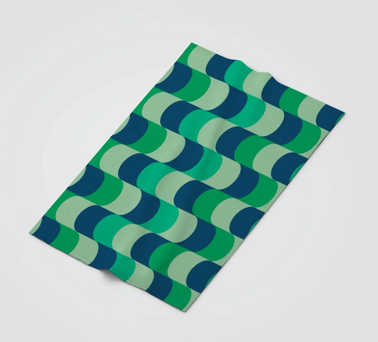 Abstract Wavy Lines Pattern Green Blue Print fleece blanket by NorwesClub