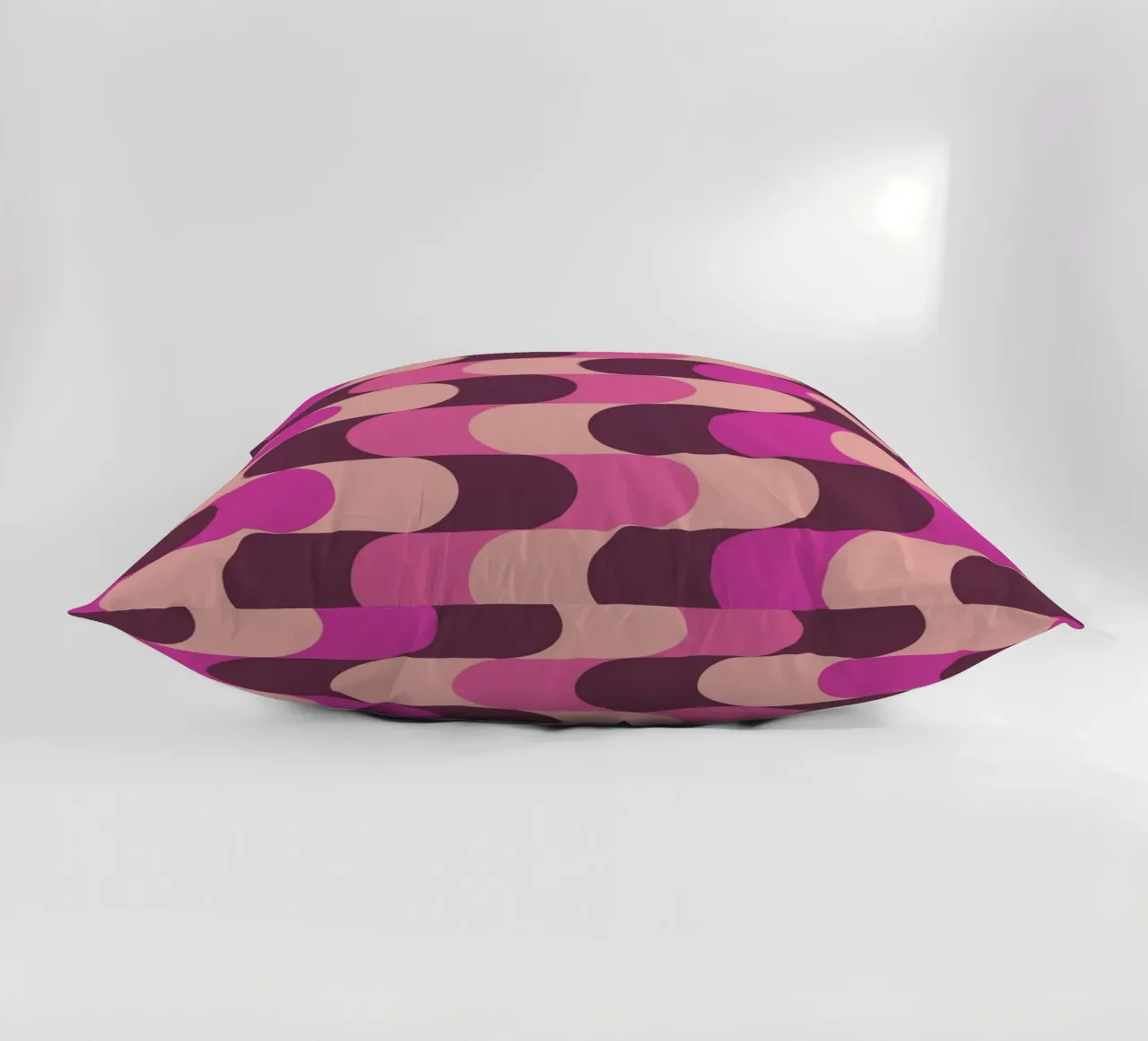 Abstract Wavy Lines Pattern Pink Burgundy Print decorative cushion by NorwesClub