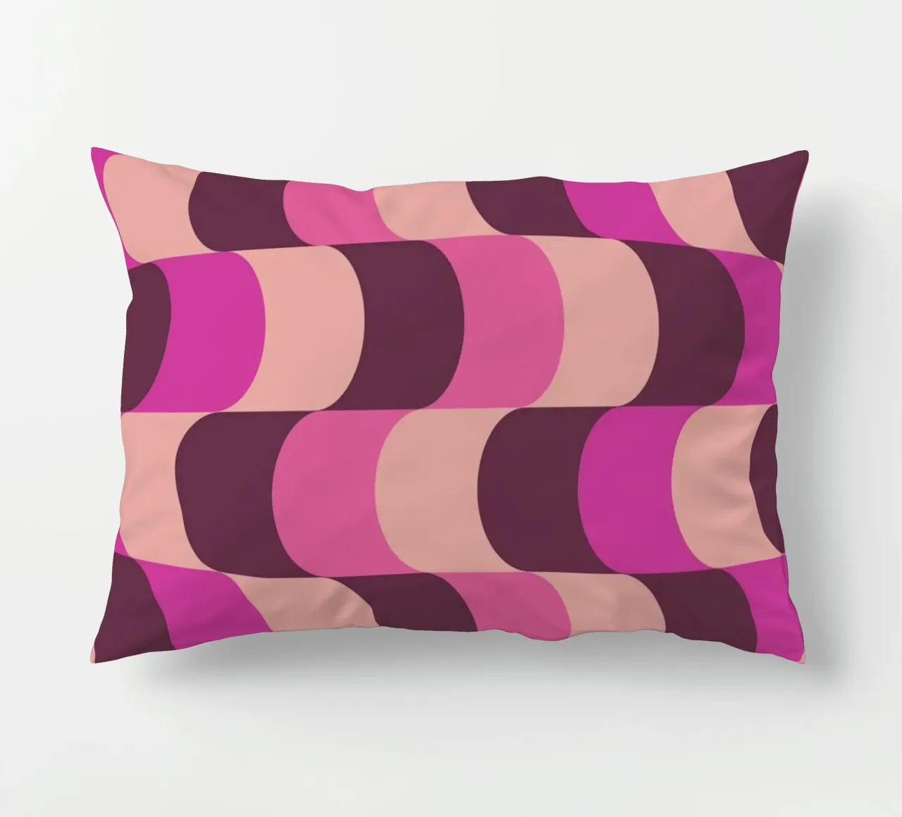 Abstract Wavy Lines Pattern Pink Burgundy Print decorative cushion by NorwesClub