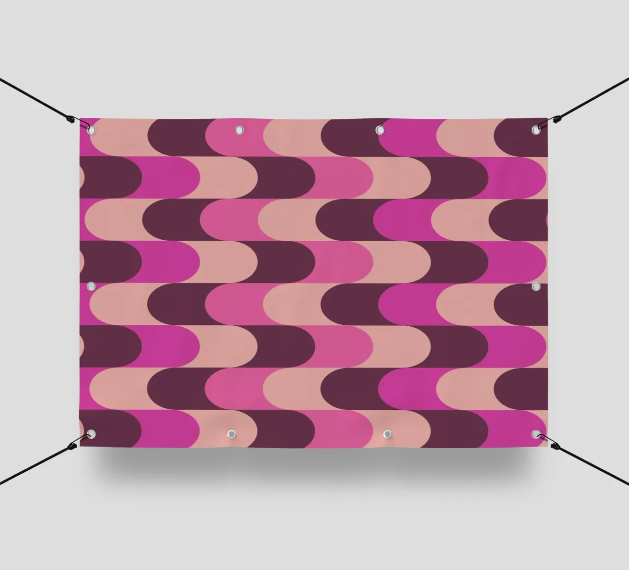 Stampa astratta a linee ondulate rosa e bordeaux telo in pvc da NorwesClub