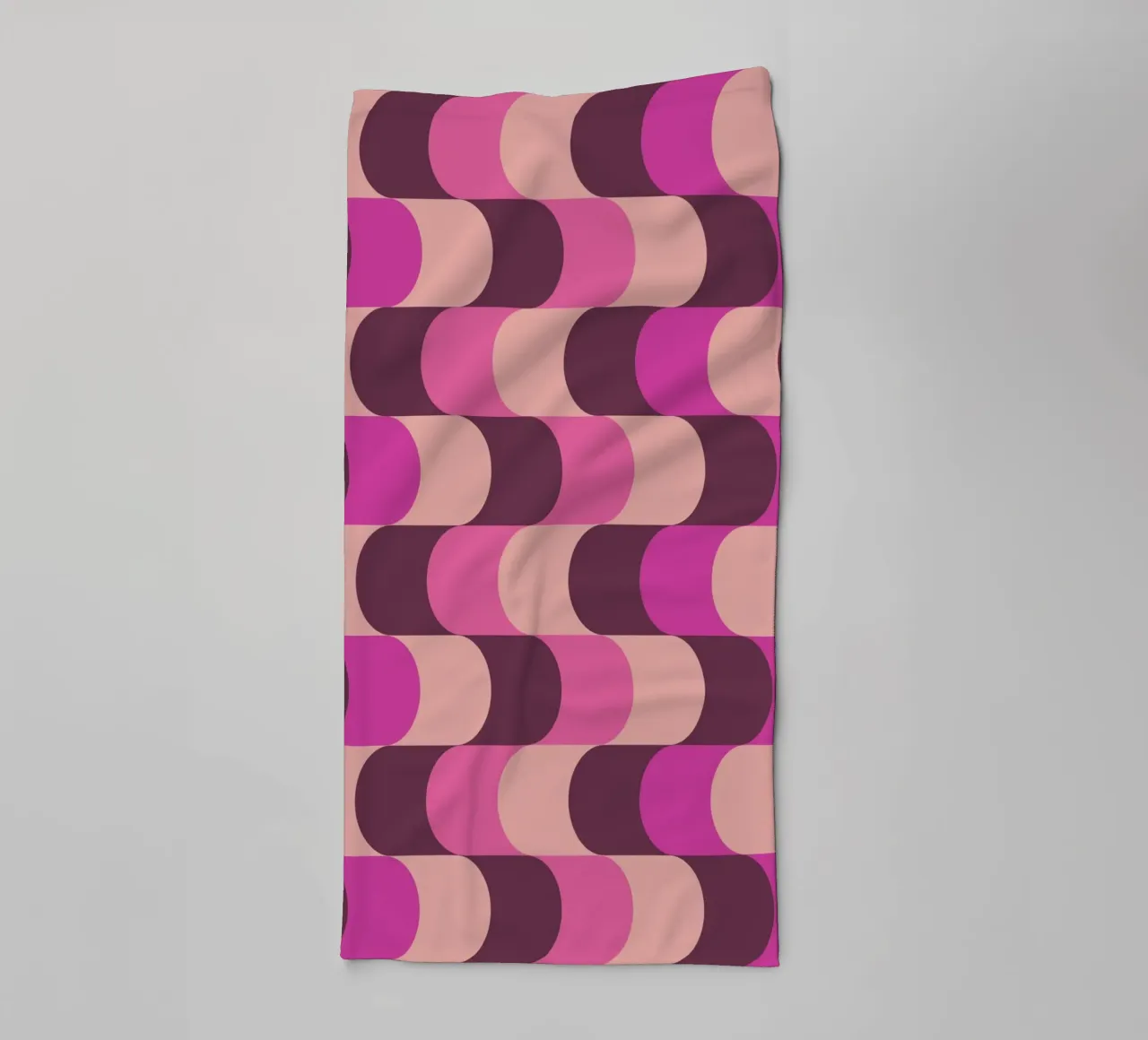 Abstract Wavy Lines Pattern Pink Burgundy Print towel by NorwesClub