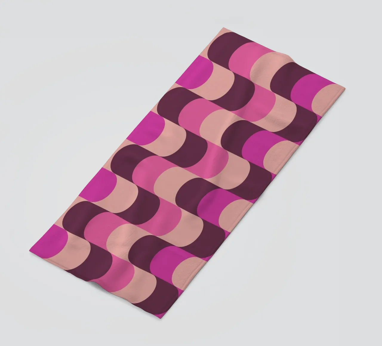 Stampa astratta a linee ondulate rosa e bordeaux telo mare da NorwesClub