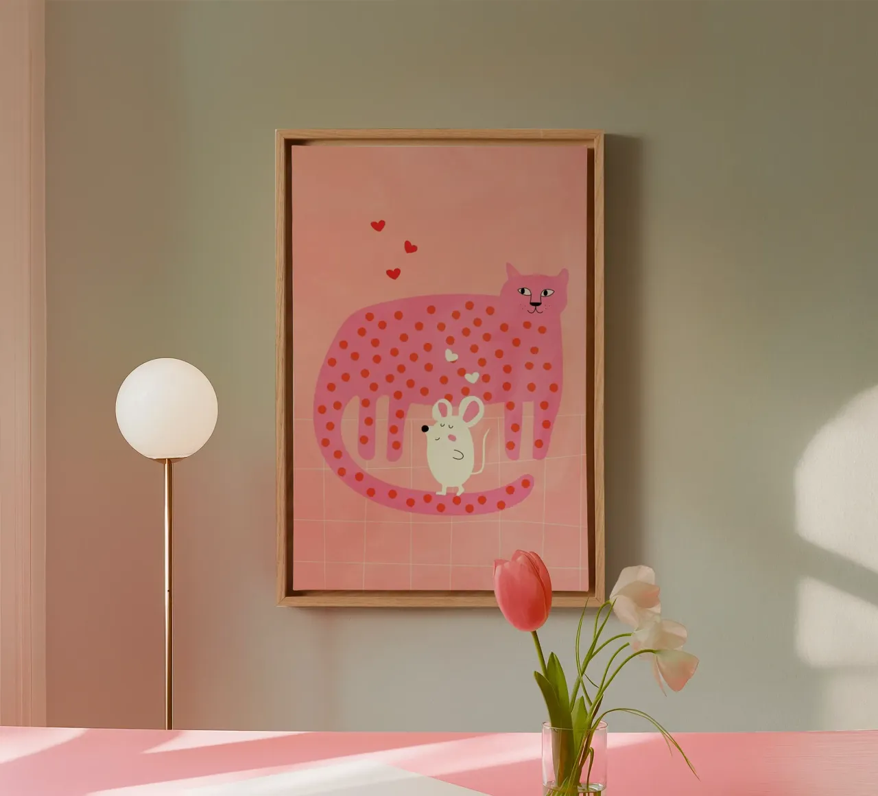 Cat and Mouse tela con Cornice a cassetta da Little Flourishes