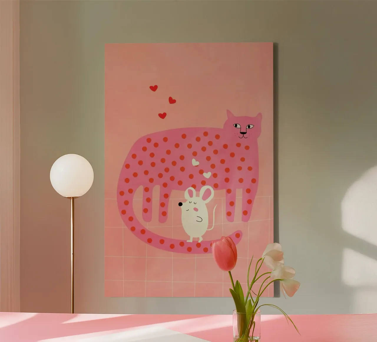 Cat and Mouse tela con Cornice a cassetta da Little Flourishes